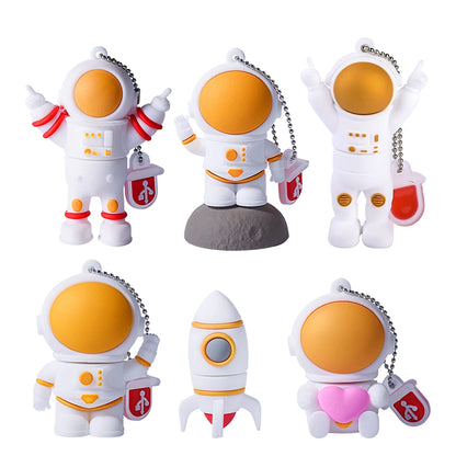 USB Flash Drive 16GB-128GB Astronaut Design, Creative Silicone Memory Stick, Cool Gift Pen Drive with Free Key Chain, USB 2.0, Portable Storage for PC & Laptop