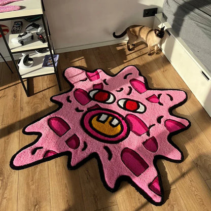 Simple Study Room Cloakroom Plush Non-slip Rugs Irregular Pink Bedroom Bedside Soft Carpet Creative Living Room Decoration Rug for Cozy Home Décor
