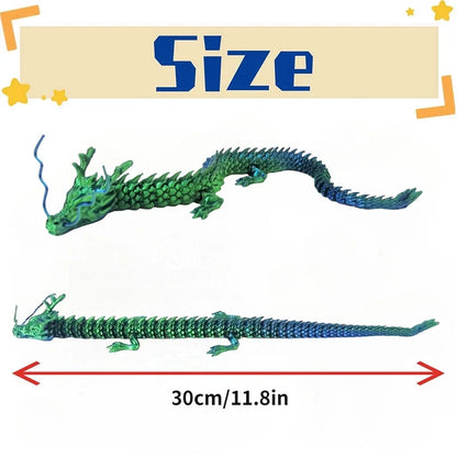 3D Printed Luminous Chinese Loong Flexible Dragon Figurine Home Decoration Gifts