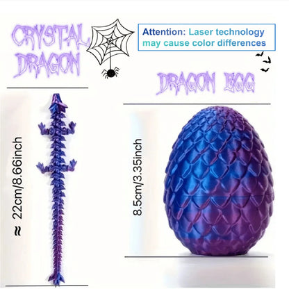 1pc Crystal Dragon Ornament, 3D Printed Fidget Dragon with Articulated Joints