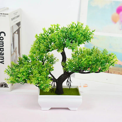 Artificial Bonsai Tree in Pot - Plastic Fake Plant for Desk, Home, Hotel, Garden Decoration, Ideal for Indoor and Outdoor Use, Decorative Potted Ornament