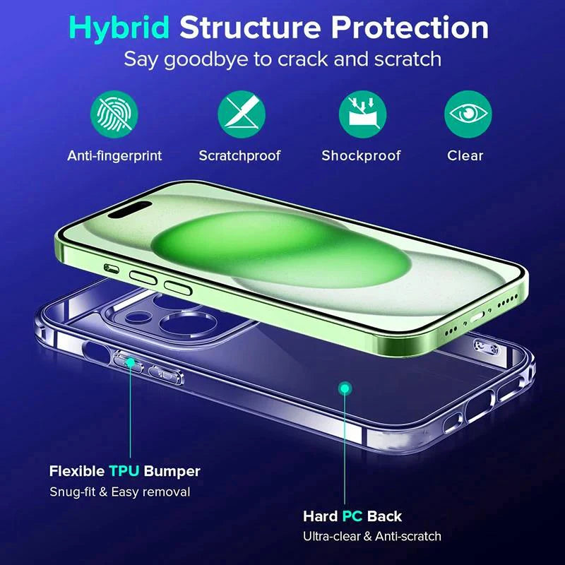 clear shockproof silicone tpu case for iphone 14/15/16 plus, pro, max – lightweight, anti-scratch, waterproof bumper cover