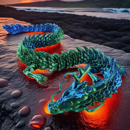 3D Printed Luminous Chinese Loong Flexible Dragon Figurine Home Decoration Gifts