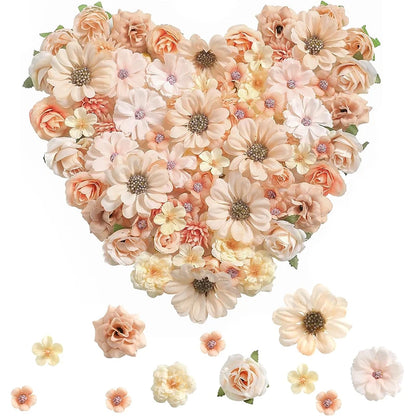 50Pcs Mini Silk Artificial Daisy Peony Rose Flower Heads for Home Decor, Wedding, Craft, Wreaths, Party, DIY Projects, Indoor Decorations, Gifts
