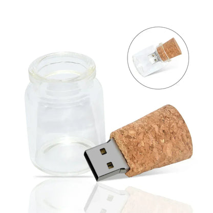 10PCS/LOT Drift Bottle USB Flash Drive 128GB 64GB Pendrive Glass Cork Memory Stick 32GB Custom LOGO Creative Gifts Unique Design USB Stick