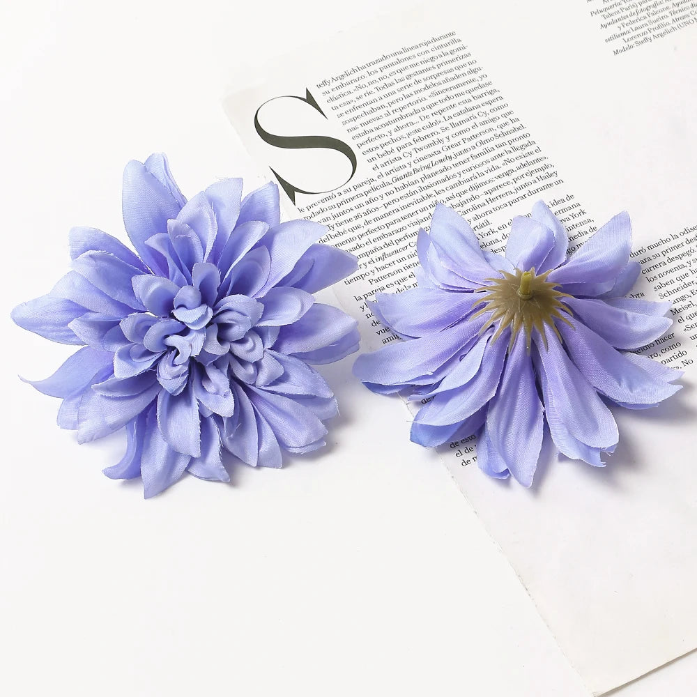 artificial silk dahlia flower heads 5-pack - home, wedding, party decoration, indoor faux floral accessories for anniversaries, birthdays, bridal showers
