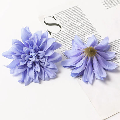 Artificial Silk Dahlia Flower Heads 5-Pack - Home, Wedding, Party Decoration, Indoor Faux Floral Accessories for Anniversaries, Birthdays, Bridal Showers
