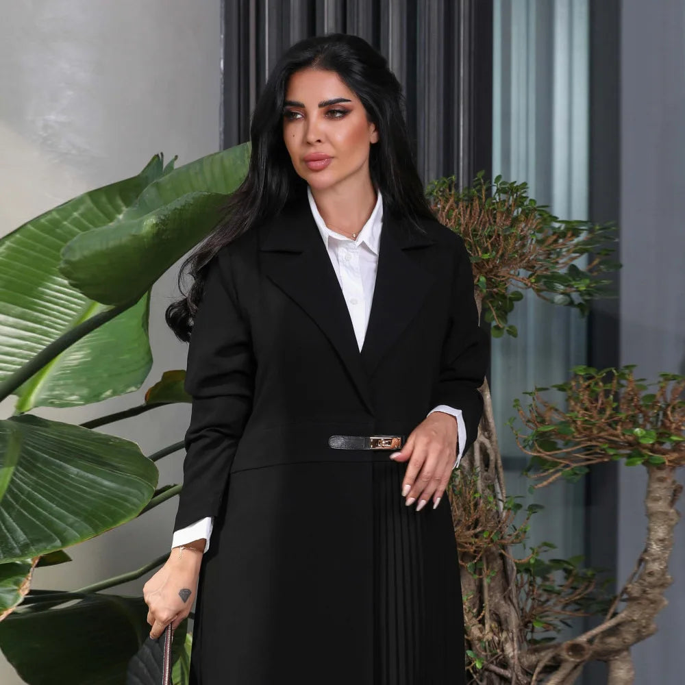 abaya dubai luxury elegant arabian kaftan coat black white cardigan for women - stylish modest wear for formal & casual occasions in high-quality ice silk