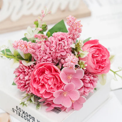 Silk Peony Bouquet Artificial Flowers for Weddings, Home, Garden Decoration, Floral Arrangements, Valentine's, Birthday or Anniversary Gifts, 30cm Long - 6 Colours Available