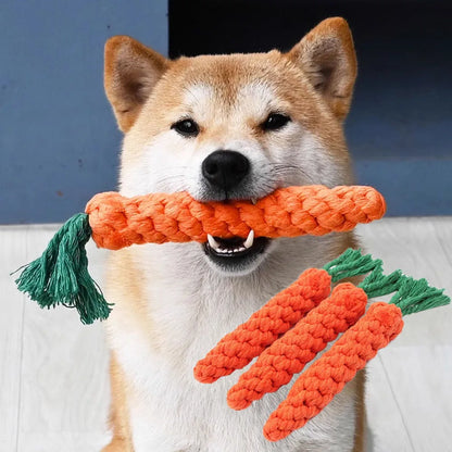 Carrot-Shaped Durable Fleece Rope Chew Toy for Dogs, Bite-Resistant Design for Teeth Cleaning, Ideal for Small & Large Dogs, Perfect for Indoor & Outdoor Interactive Play