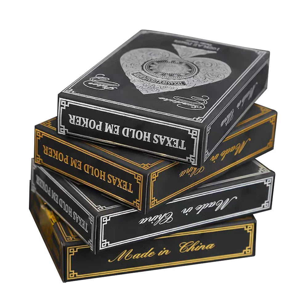 1pcs silver gold foil border playing cards washable pvc poker game 63x88mm - durable stylish deck for all card games, easy to clean, perfect for game night and parties