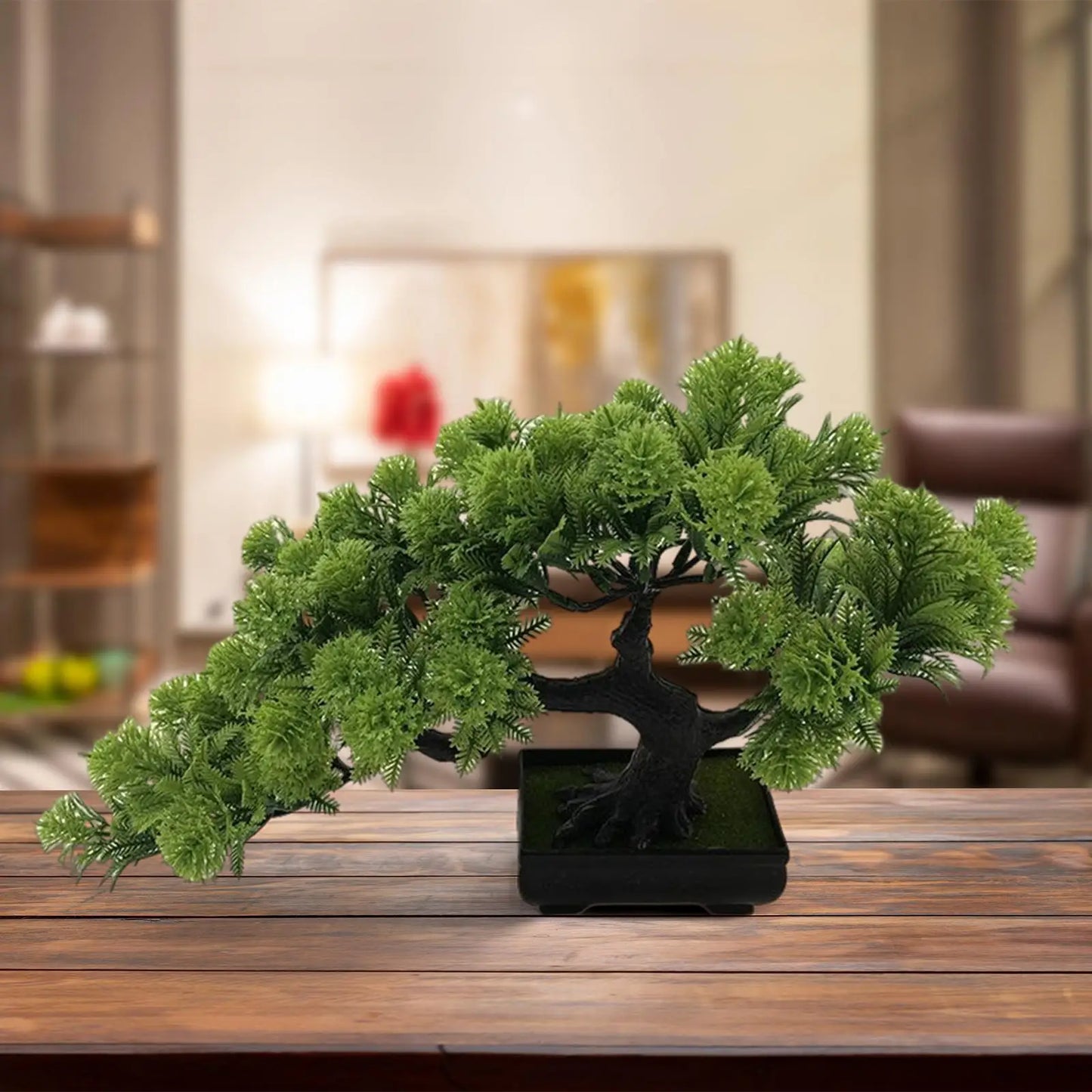 artificial bonsai tree plastic potted plant, desktop ornament for living room, office, bookshelf & windowsill decor, indoor tabletop display, home & farmhouse decoration