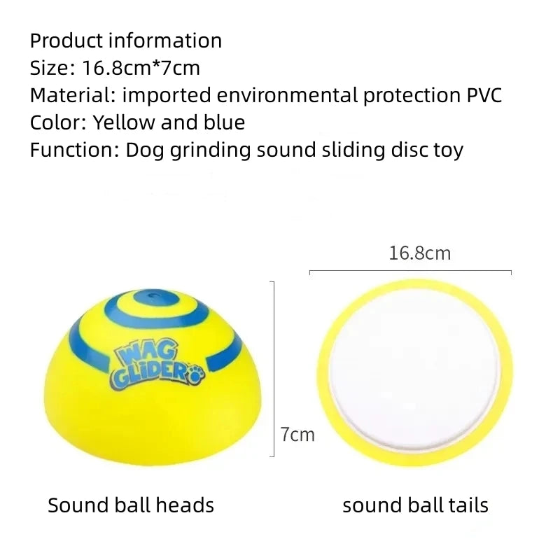 rubber dog teething toy stick, flying disc for puppies, interactive pet play ball, yellow, sound-emitting, suitable for indoor outdoor fetch games