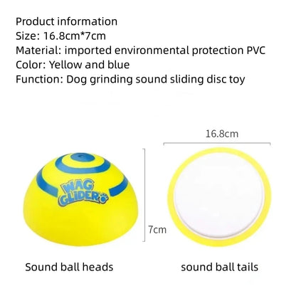 Rubber Dog Teething Toy Stick, Flying Disc for Puppies, Interactive Pet Play Ball, Yellow, Sound-Emitting, Suitable for Indoor Outdoor Fetch Games