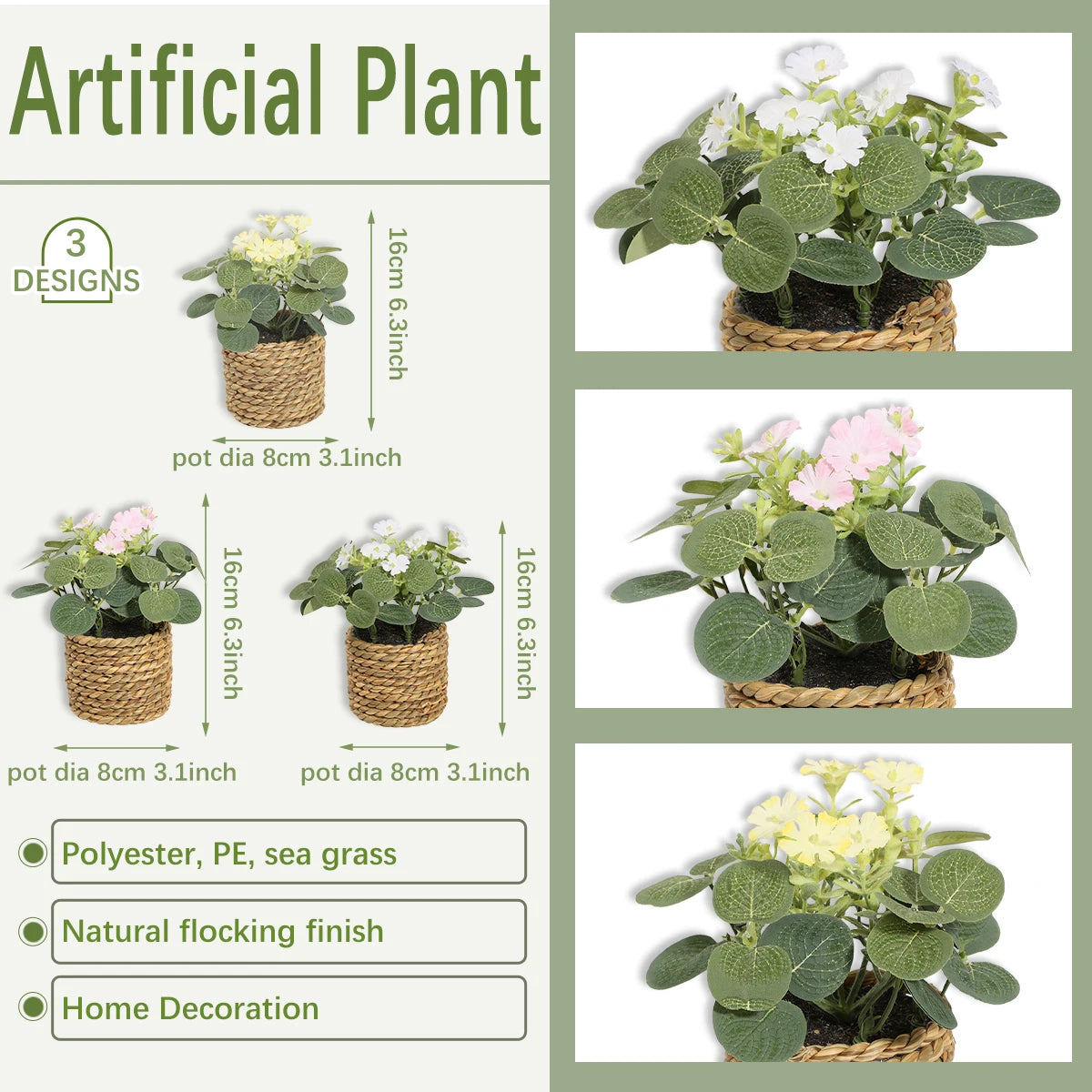 artificial eucalyptus plant, green potted grass, 11cm decorative plastic leaves for home, office, desktop, outdoor and exhibition usage