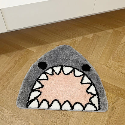 Cool Grey Shark Cute Tufted Rug Flocked Soft Non-Slip Handmade Carpet for Home Decoration Simple Housewarming Gift Idea Cartoon Style Room Mat