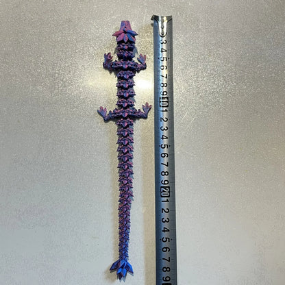 3D Printed Antistress Dragon Fidget Toy Rotatable Articulated 30cm Colors