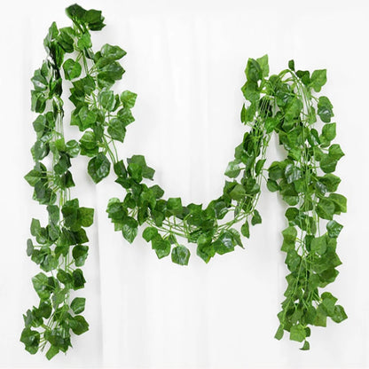 Artificial Ivy Garland Rattan Vine - Home, Bridal Shower, Outdoor Decor - 2.1M/2.3M Length, Hanging Fake Foliage, Greenery Creeper, Leaf Wreath for Exhibition Use