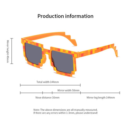New Fashion Sun Glasses Hot Sale Sunglasses Creeper Glasses Novelty Mosaic Funny Goggles Boys Girls Pixel Eyewear for Party and Outdoor Fun