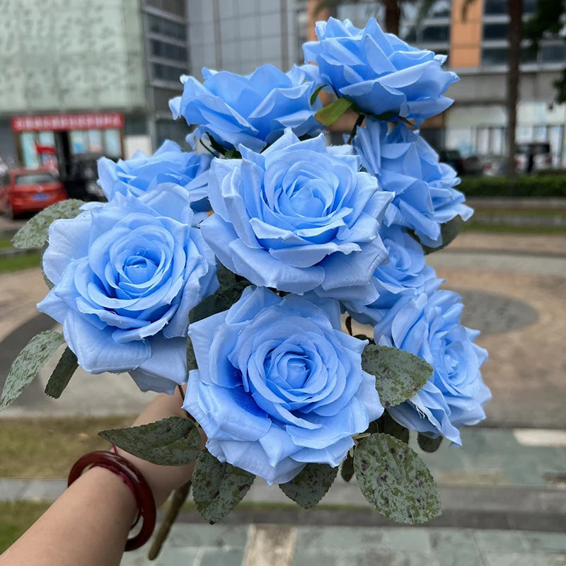 9 heads diamond rose artificial floral bride bouquet wedding flower wall accessories party gift home decor photo props decor