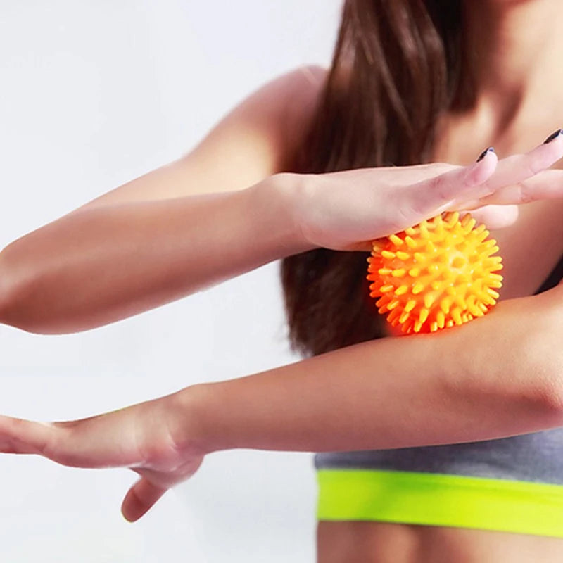 set of 2 spiky massage balls 7.5cm for deep tissue acupressure, reflexology, stress relief, sensory therapy, unisex, pvc, home & portable wellness accessory