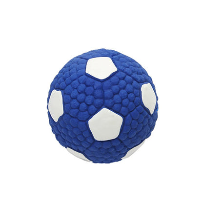 Squeaky Rubber Dog Toy Ball for Small to Large Pets - Interactive Rugby Volleyball Design, Durable Chew & Fetch Toy for Puppies & Cats, Indoor & Outdoor Fun