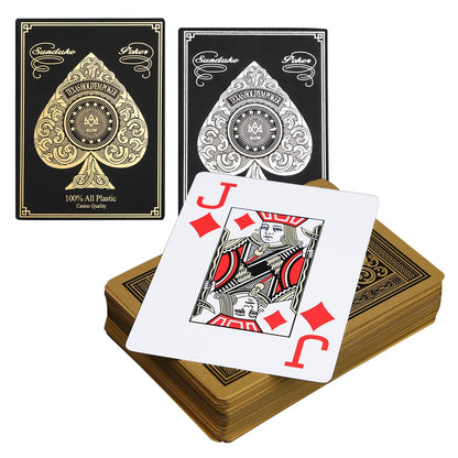 1PCS Silver Gold Foil Border Playing Cards Washable PVC Poker Game 63x88mm - Durable Stylish Deck for All Card Games, Easy to Clean, Perfect for Game Night and Parties