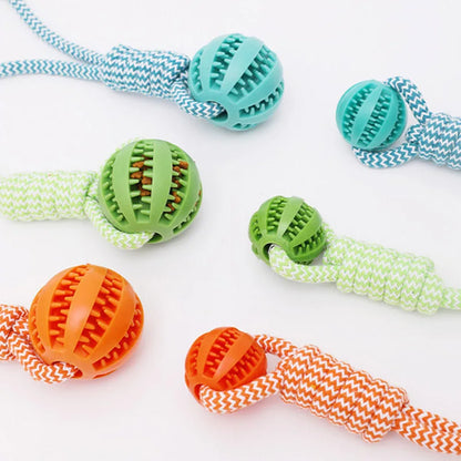 Interactive Dog Rope & Ball Toy | Durable Chew & Tug for Exercise | Bite Resistant Rubber for Small to Large Dogs | Promotes Dental Health & Mental Stimulation