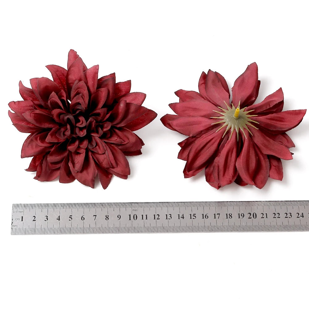 artificial silk dahlia flower heads 5-pack - home, wedding, party decoration, indoor faux floral accessories for anniversaries, birthdays, bridal showers