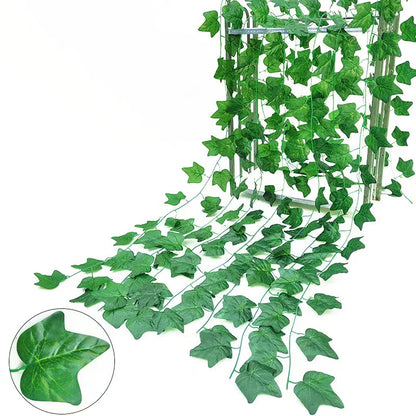 Artificial Ivy Garland Rattan Vine - Home, Bridal Shower, Outdoor Decor - 2.1M/2.3M Length, Hanging Fake Foliage, Greenery Creeper, Leaf Wreath for Exhibition Use