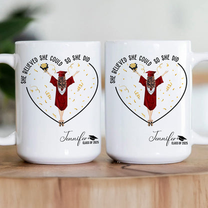 She Believed She Could So She Did - Personalised Graduation Mug