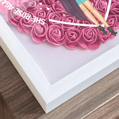 She Rose Against All Odds - Personalized Flower Shadow Box, Elegant Home Decor Gift for Women, Memorial or Inspirational Keepsake, Custom Floral Design in Wood and Acrylic