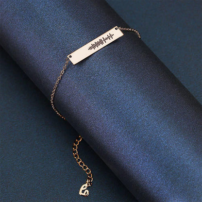 Scannable Code Custom Music Engraved Bar Anklet for Him/Her, Adjustable Copper Chain, Unique Song Code, Elegant Gift in Silver, Rose Gold or Gold