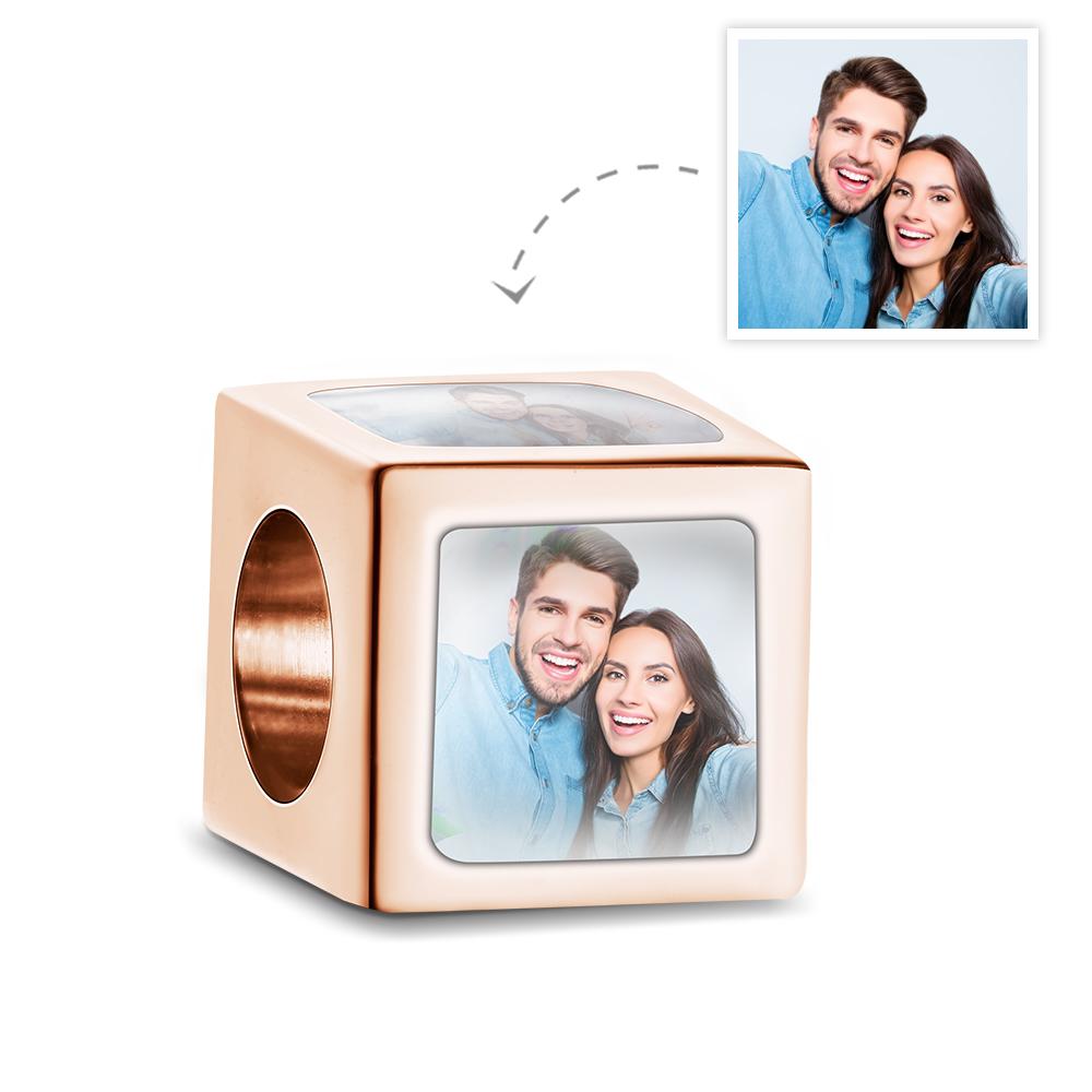 custom four-sided photo charm square copper charm gift for women
