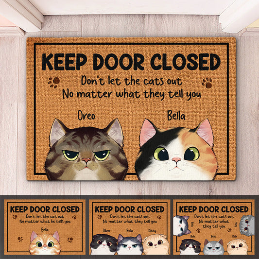 Keep The Door Closed Cat Decorative Mat - Gift For Pet Owners, Pet Lovers, Funny Doormat for Home, Indoor Welcome Floor Mat