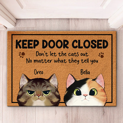 Keep The Door Closed Cat Decorative Mat - Gift For Pet Owners, Pet Lovers, Funny Doormat for Home, Indoor Welcome Floor Mat