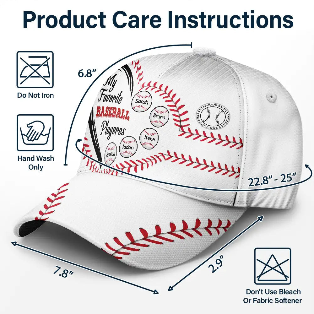 my favorite baseball players - personalized classic cap for dads and men, comfortable adjustable baseball hat, ideal gift for father's day, birthdays, and anniversaries