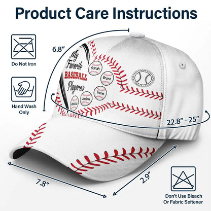 My Favorite Baseball Players - Personalized Classic Cap for Dads and Men, Comfortable Adjustable Baseball Hat, Ideal Gift for Father's Day, Birthdays, and Anniversaries