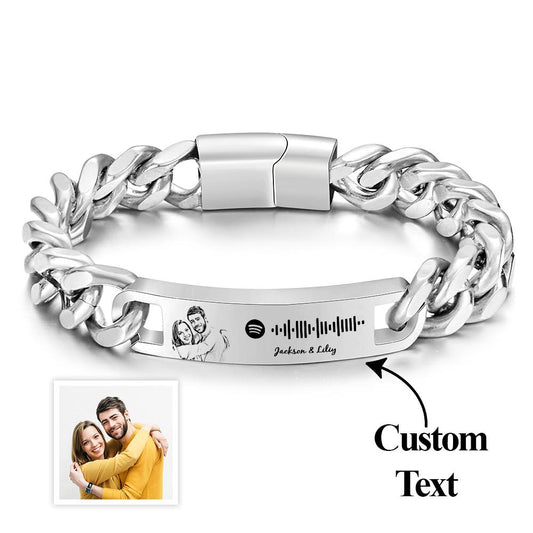 Personalized Spotify Code Bracelet with Your Photo Anniversary Gift for Him