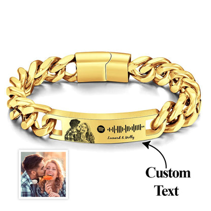 Personalized Spotify Code Bracelet with Your Photo Anniversary Gift for Him