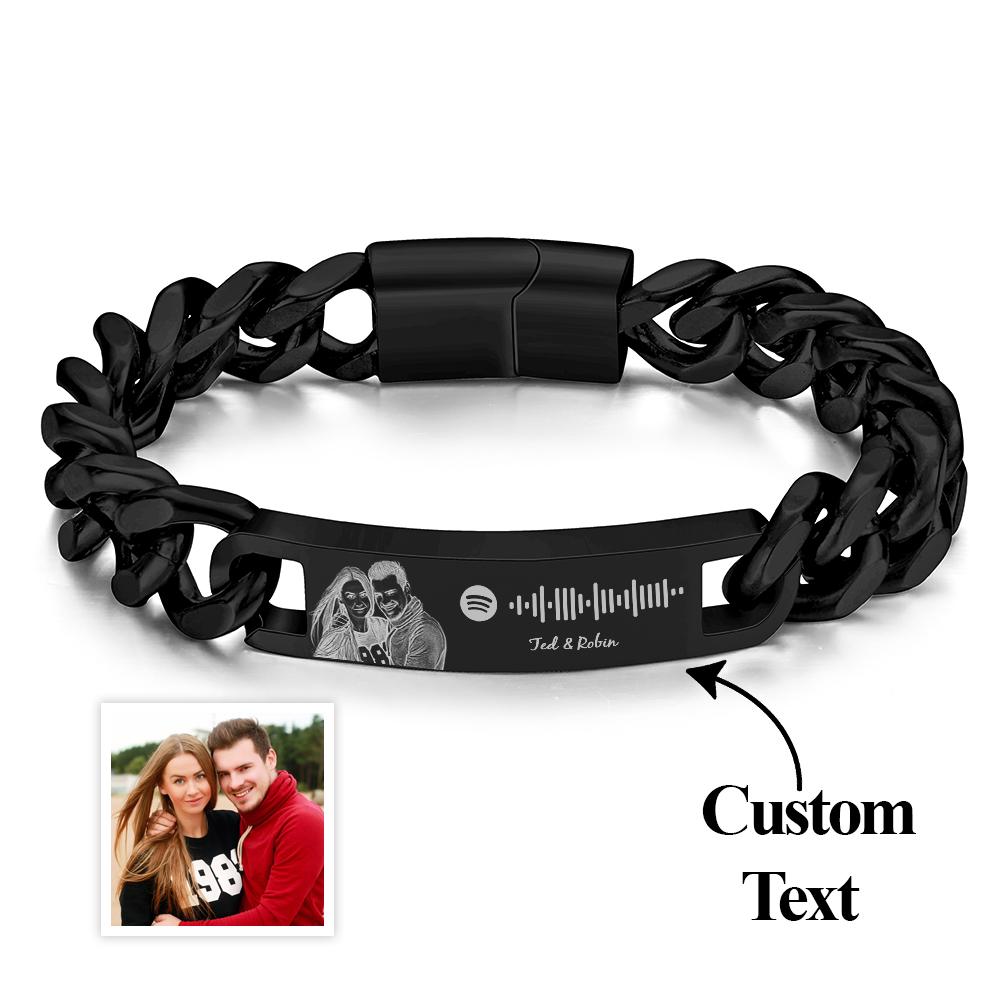 personalized spotify code bracelet with your photo anniversary gift for him