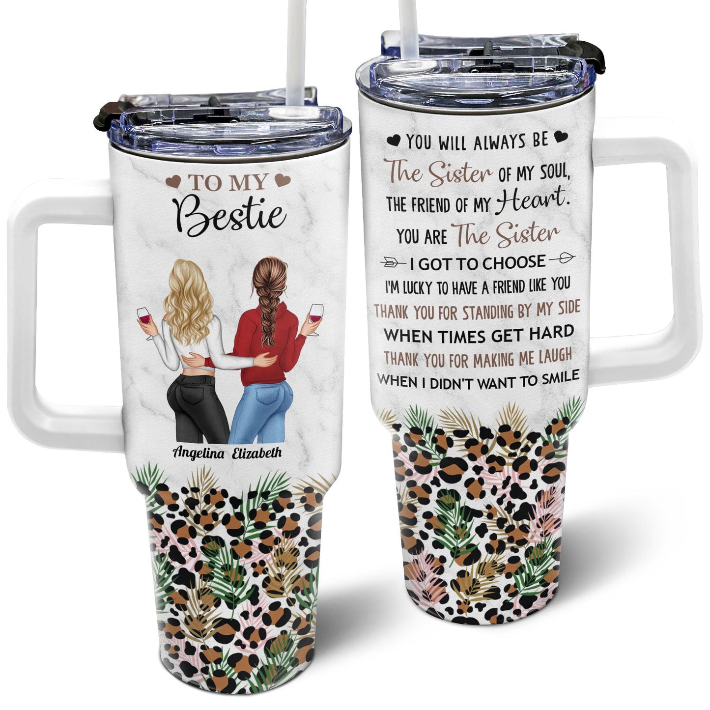 thank you for standing by me - 40oz tumbler with straw - loving birthday gift for best friends, bestie, bff - insulated travel mug with lid