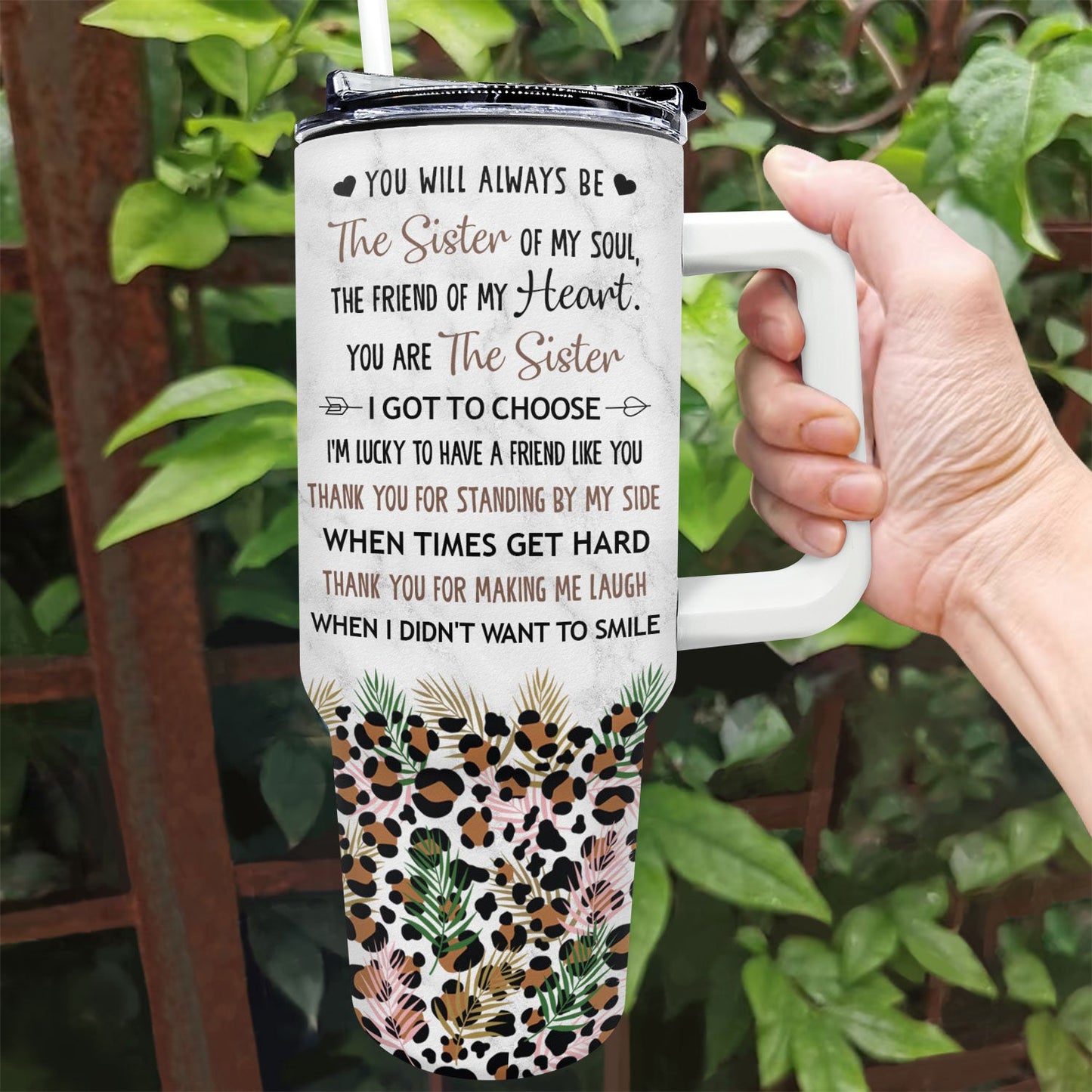 thank you for standing by me - 40oz tumbler with straw - loving birthday gift for best friends, bestie, bff - insulated travel mug with lid