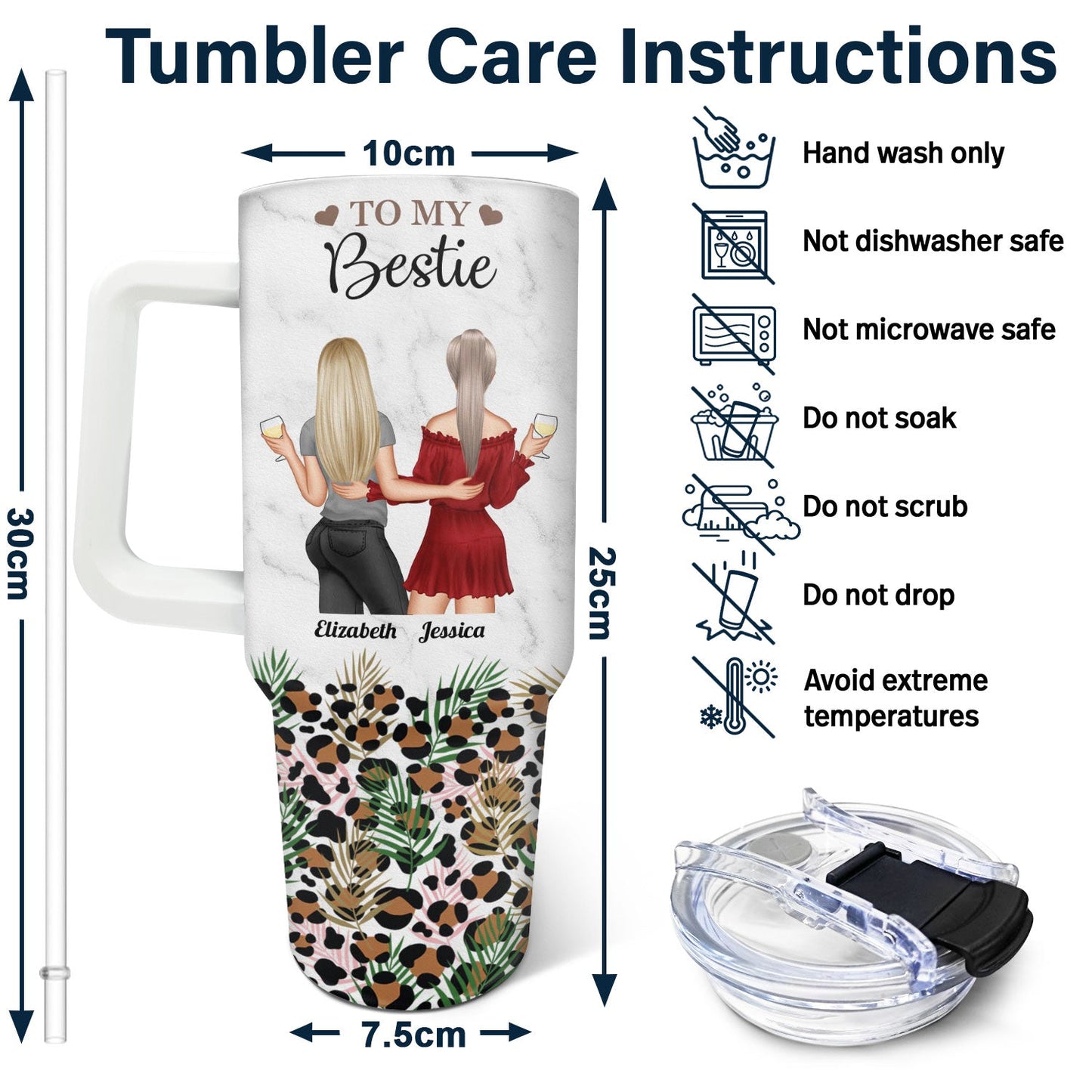 thank you for standing by me - 40oz tumbler with straw - loving birthday gift for best friends, bestie, bff - insulated travel mug with lid