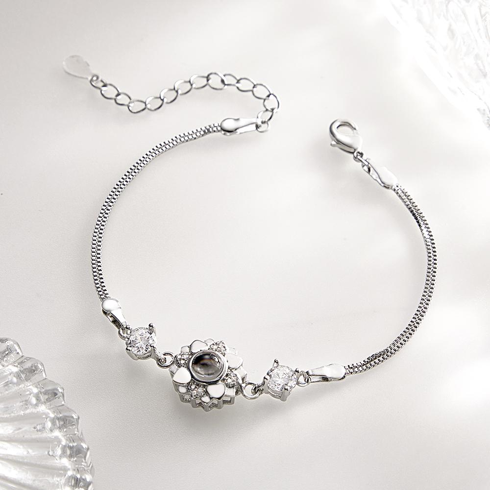custom photo projection bracelet flower romantic commemorate gifts for girlfriend, unique keepsake for love and memories, ideal birthday and anniversary present