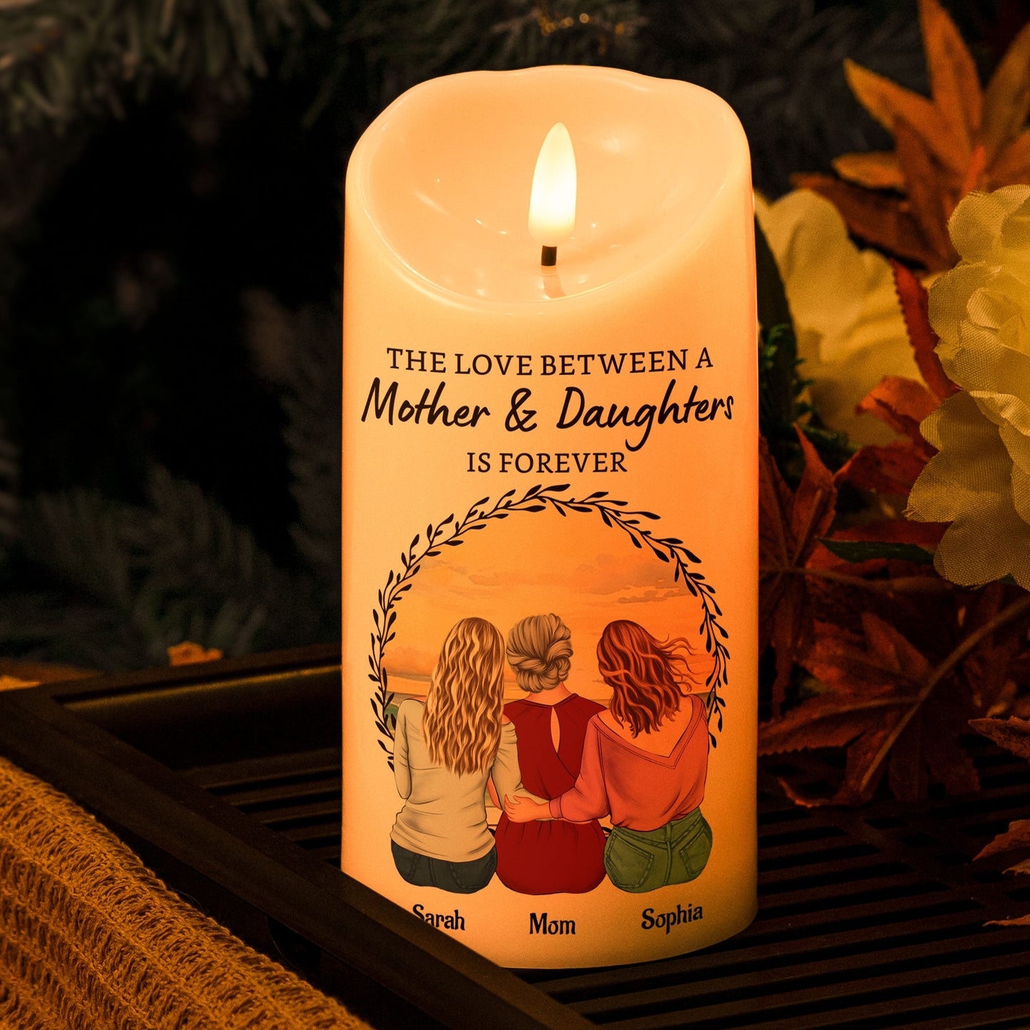 the love between a mother & daughters - led candle gift