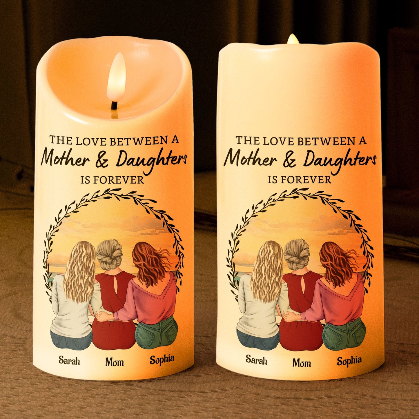 the love between a mother & daughters - led candle gift