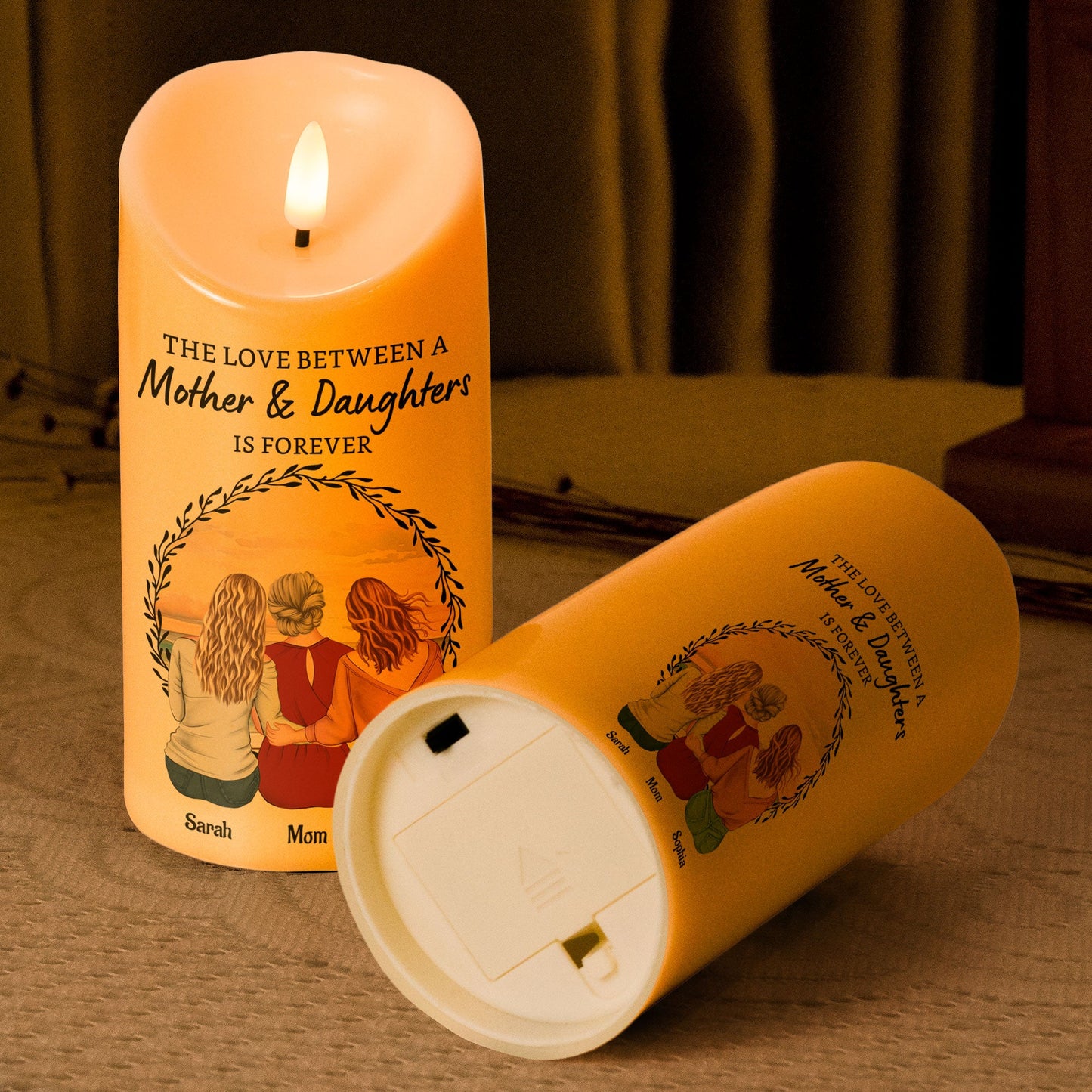 the love between a mother & daughters - led candle gift