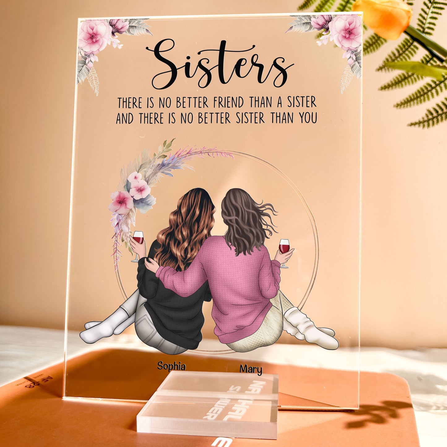 there is no better sister than you - personalized acrylic plaque gift for sister, engraved home decor, meaningful keepsake, 4x6, 6x8, 7.5x10 inches