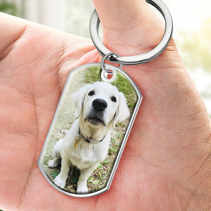 Don't Cry For Me I'm OK - Upload Image Personalized Keychain for Memory of Loved Ones, Family, or Pets, Stainless Steel, 3 Inch Long